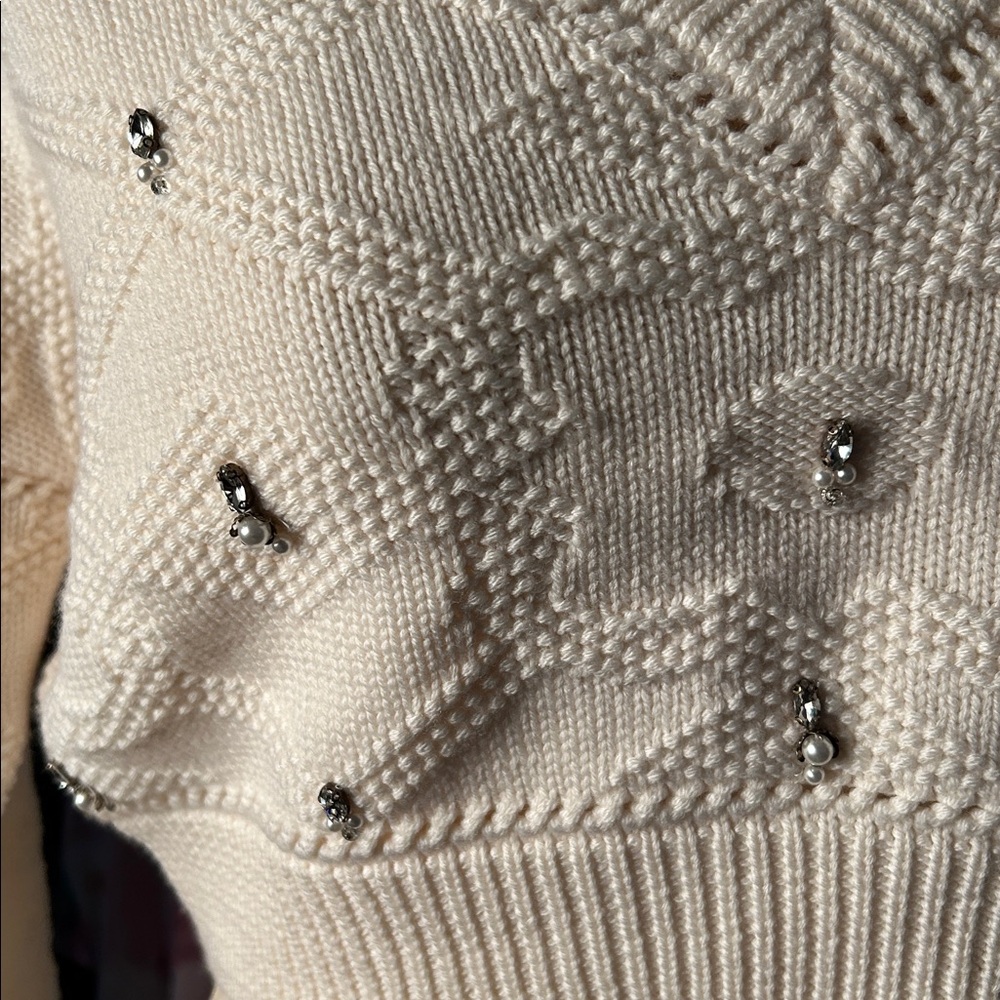 Jonathan Simkhai wool pearl rhinestone sweater - Picture 5 of 13